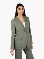 ALESSIA SANTI - Blazer verde in lino e viscosa