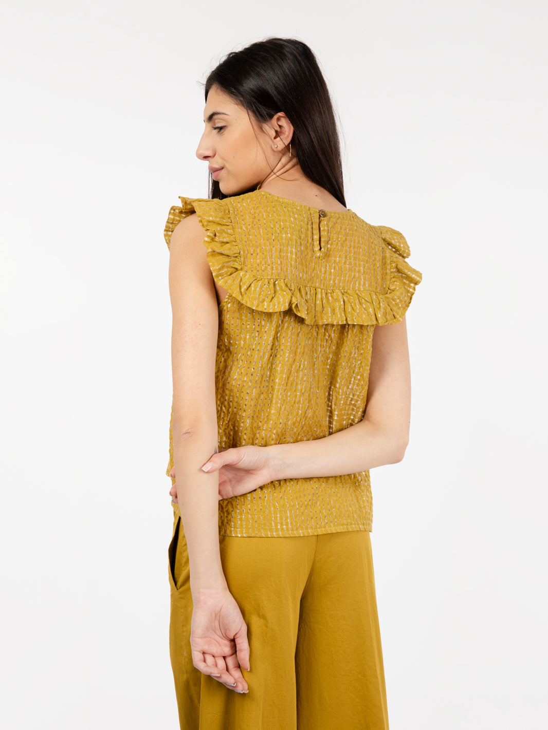 Blusa con rouches verde