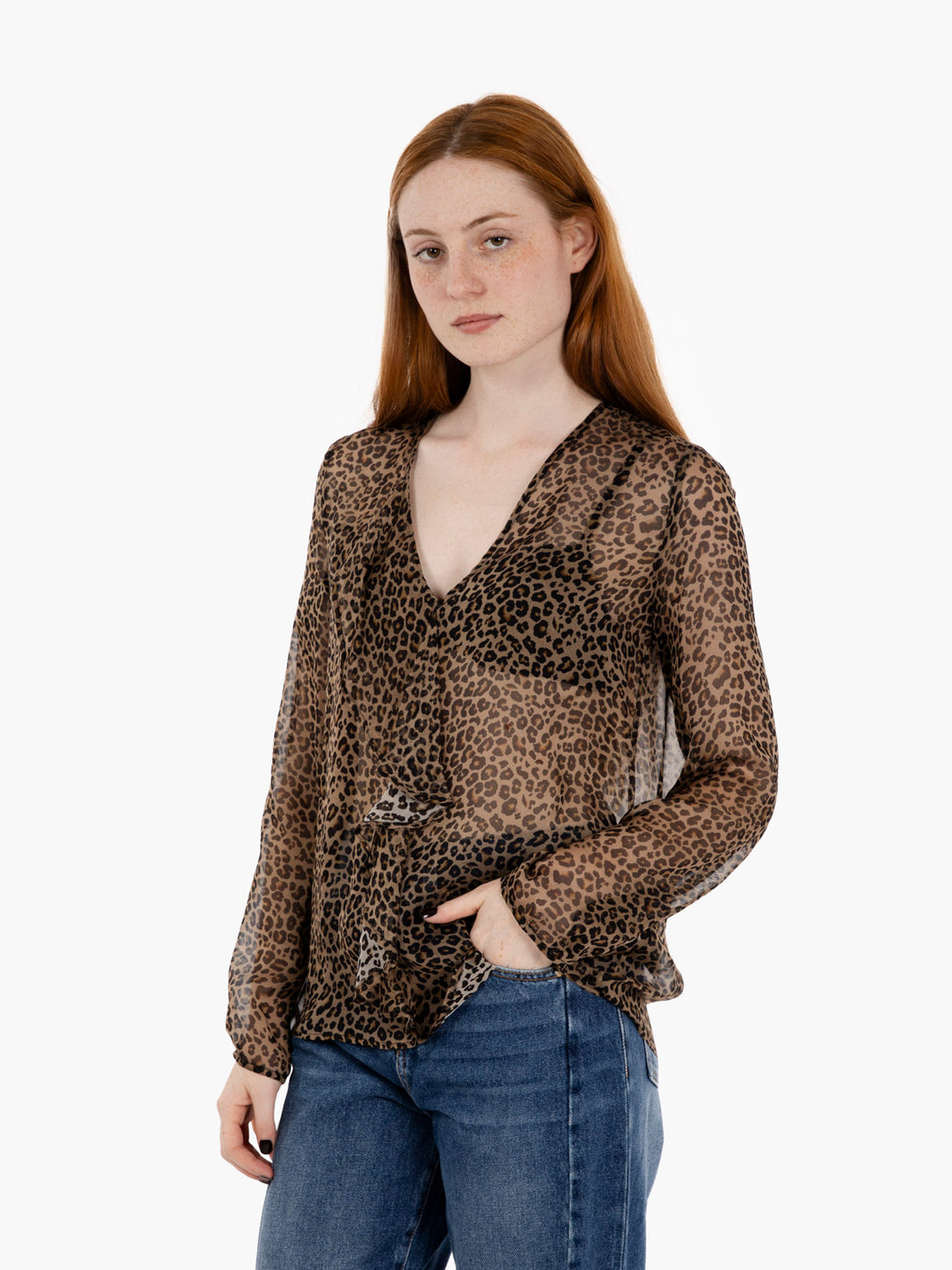 Blusa con volant maculata