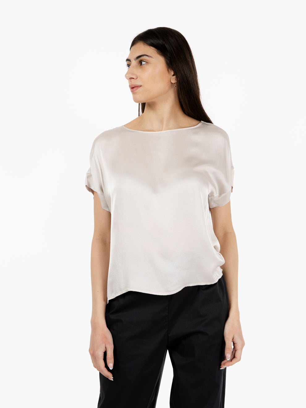 Blusa girocollo cipria