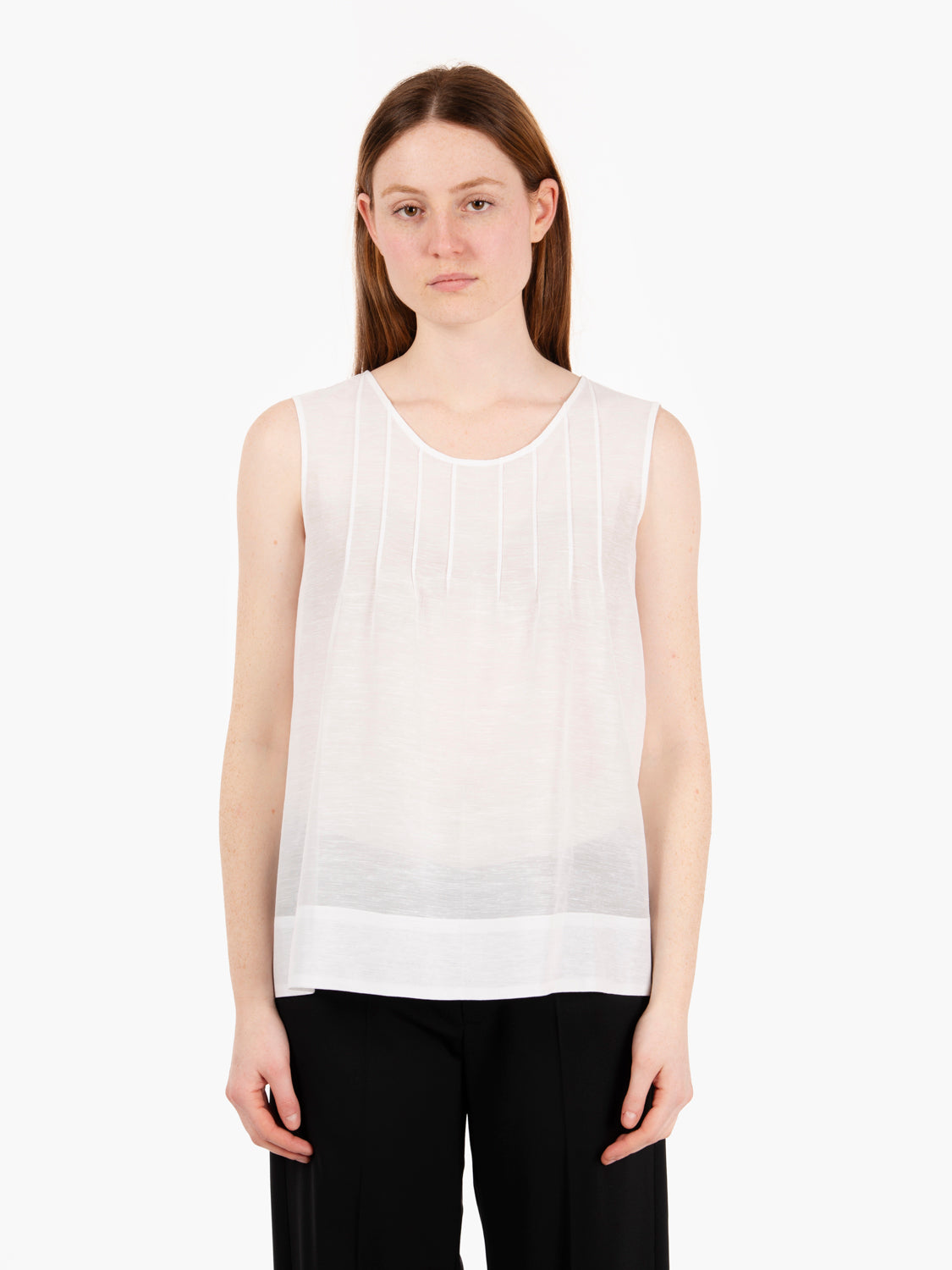 Blusa in lino e viscosa bianca