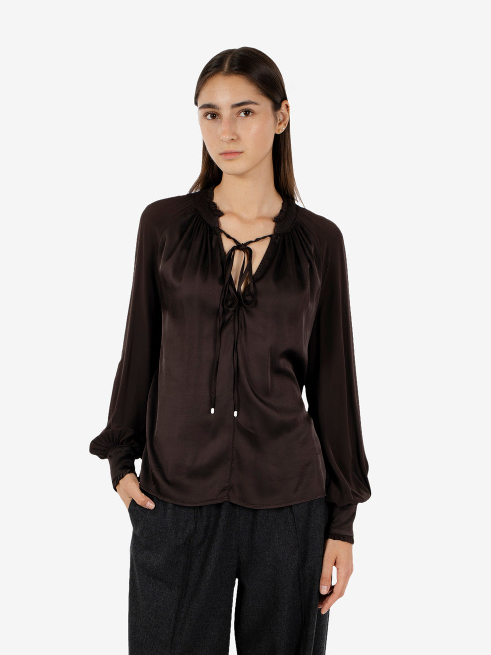 SATIN OVERSIZE BLOUSE EBANO 621SD45019_S2367