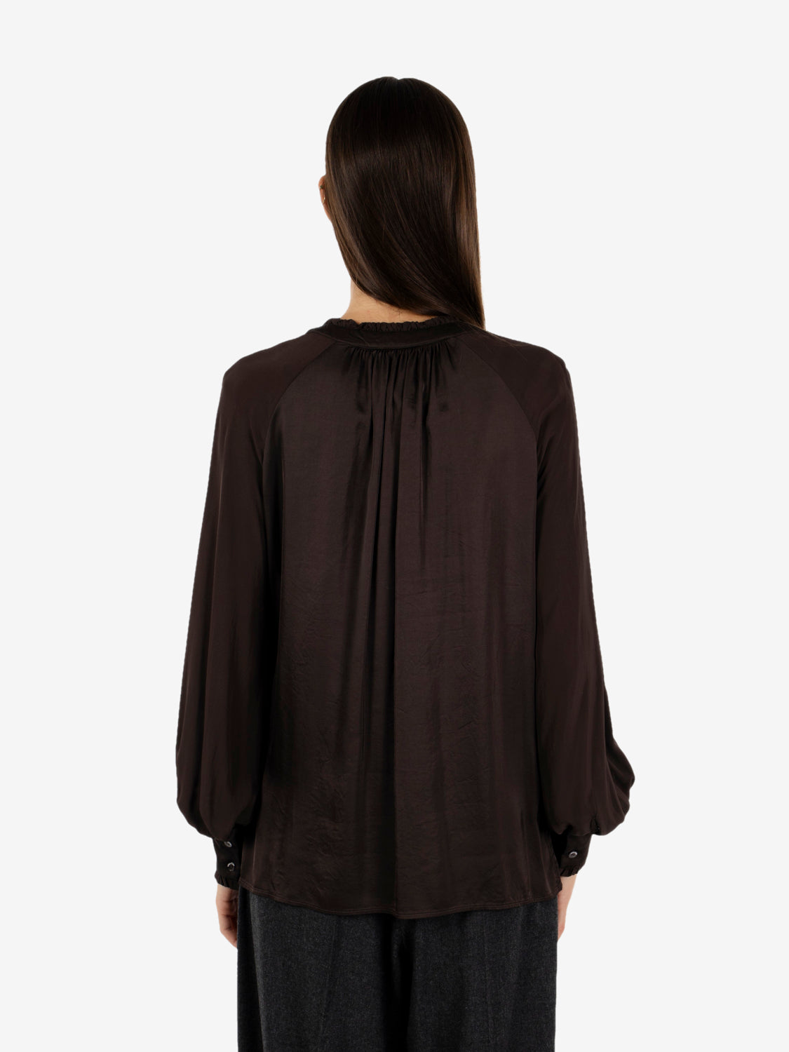 SATIN OVERSIZE BLOUSE EBANO 621SD45019_S2367