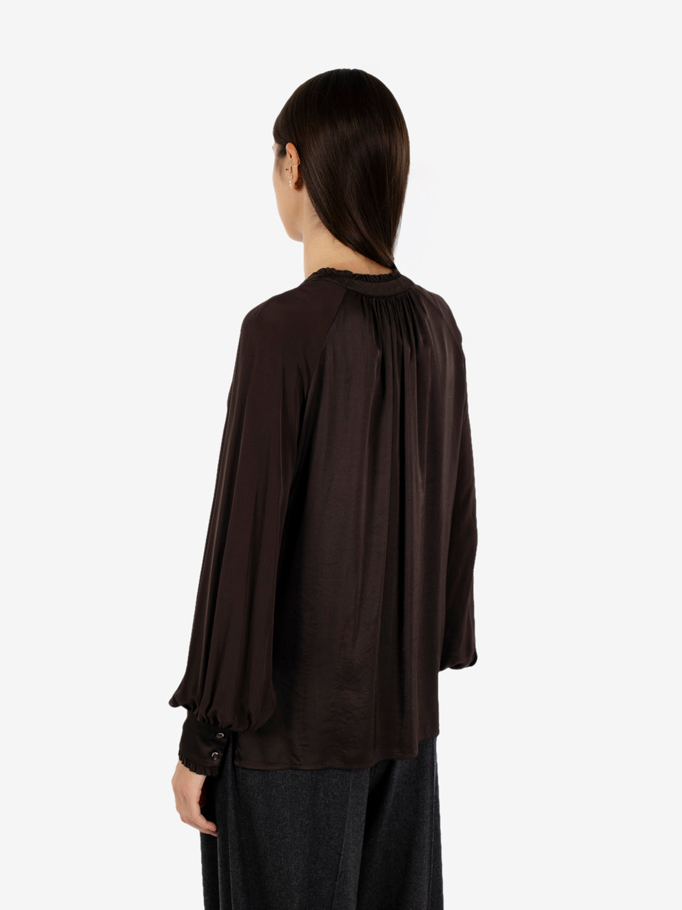 SATIN OVERSIZE BLOUSE EBANO 621SD45019_S2367