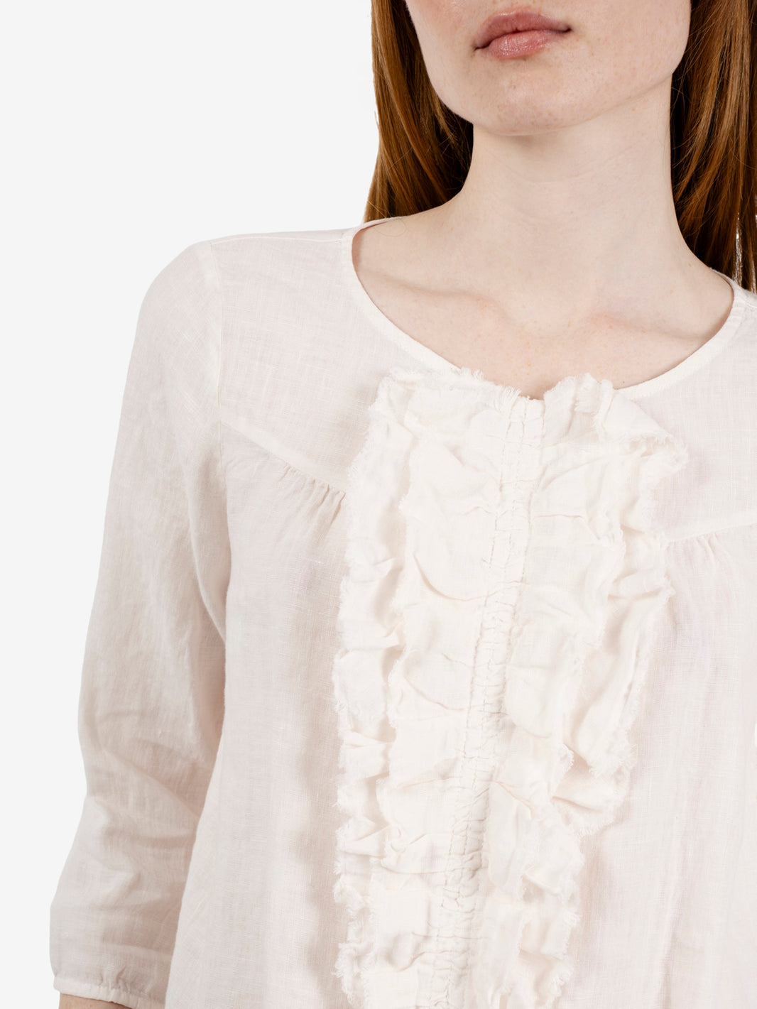 Salina blouse with white ruffles