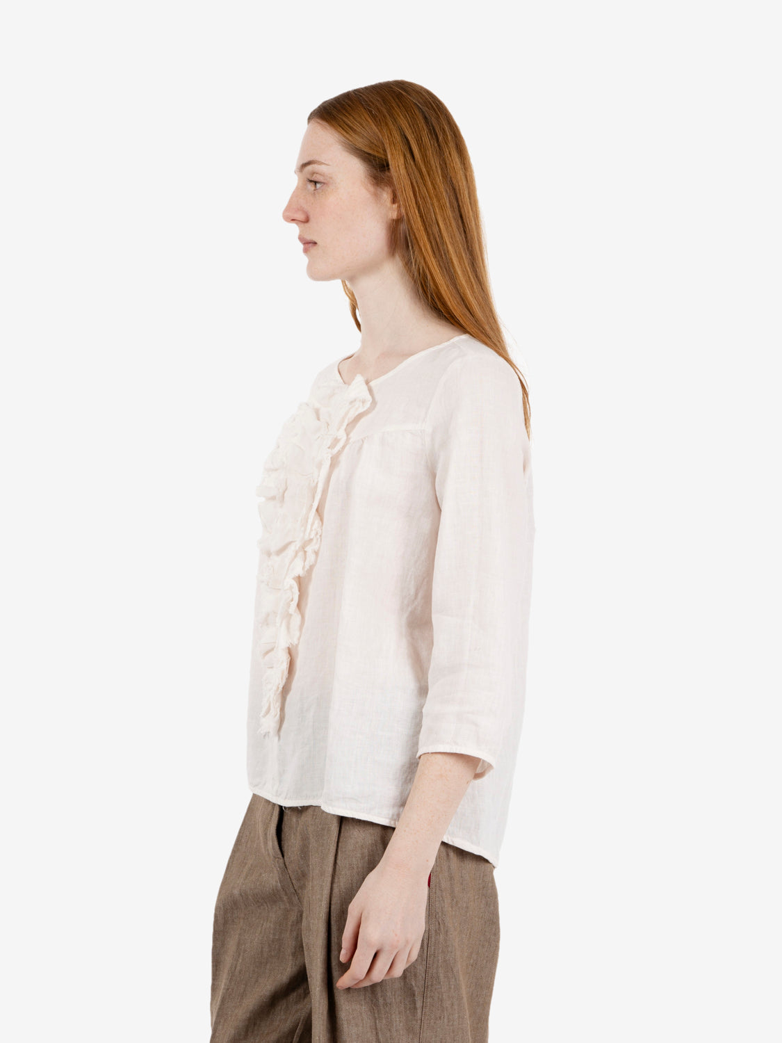 Salina blouse with white ruffles