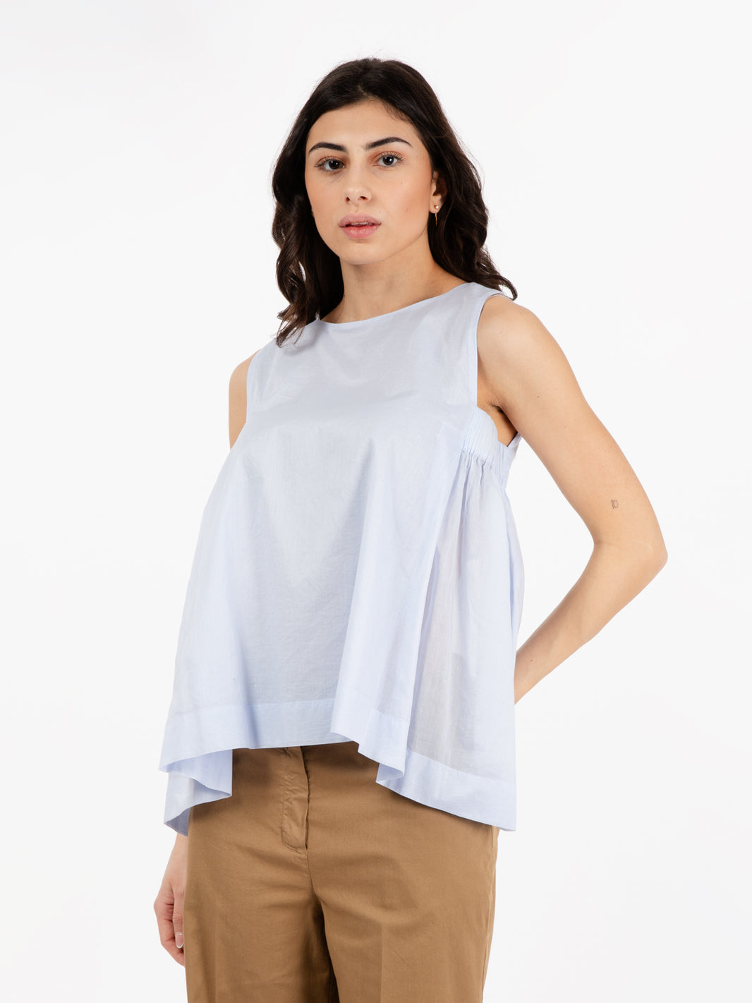 Blusa senza maniche azzurra