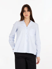ALESSIA SANTI - Camicia over microrigata bianco / azzurro