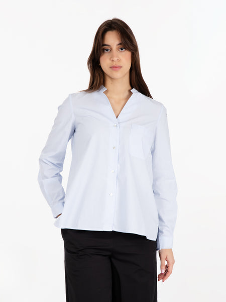 Camicia over microrigata bianco / azzurro