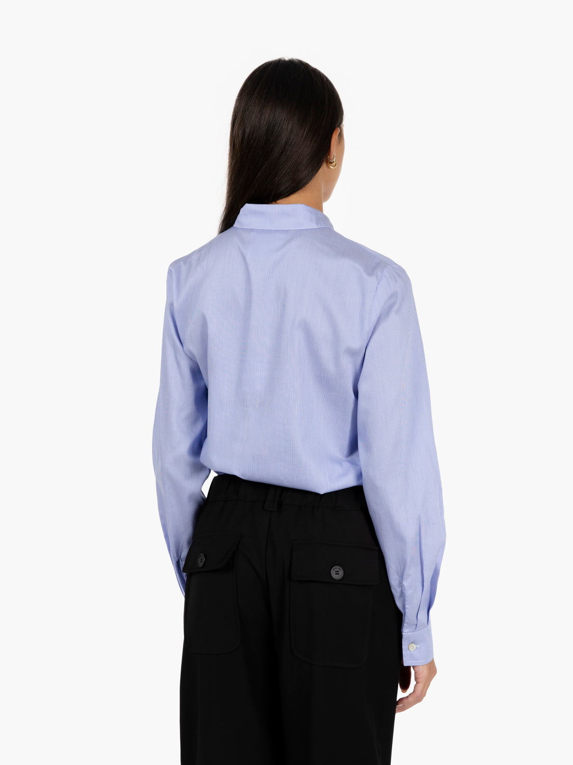 Camicia con jabot a righe blu