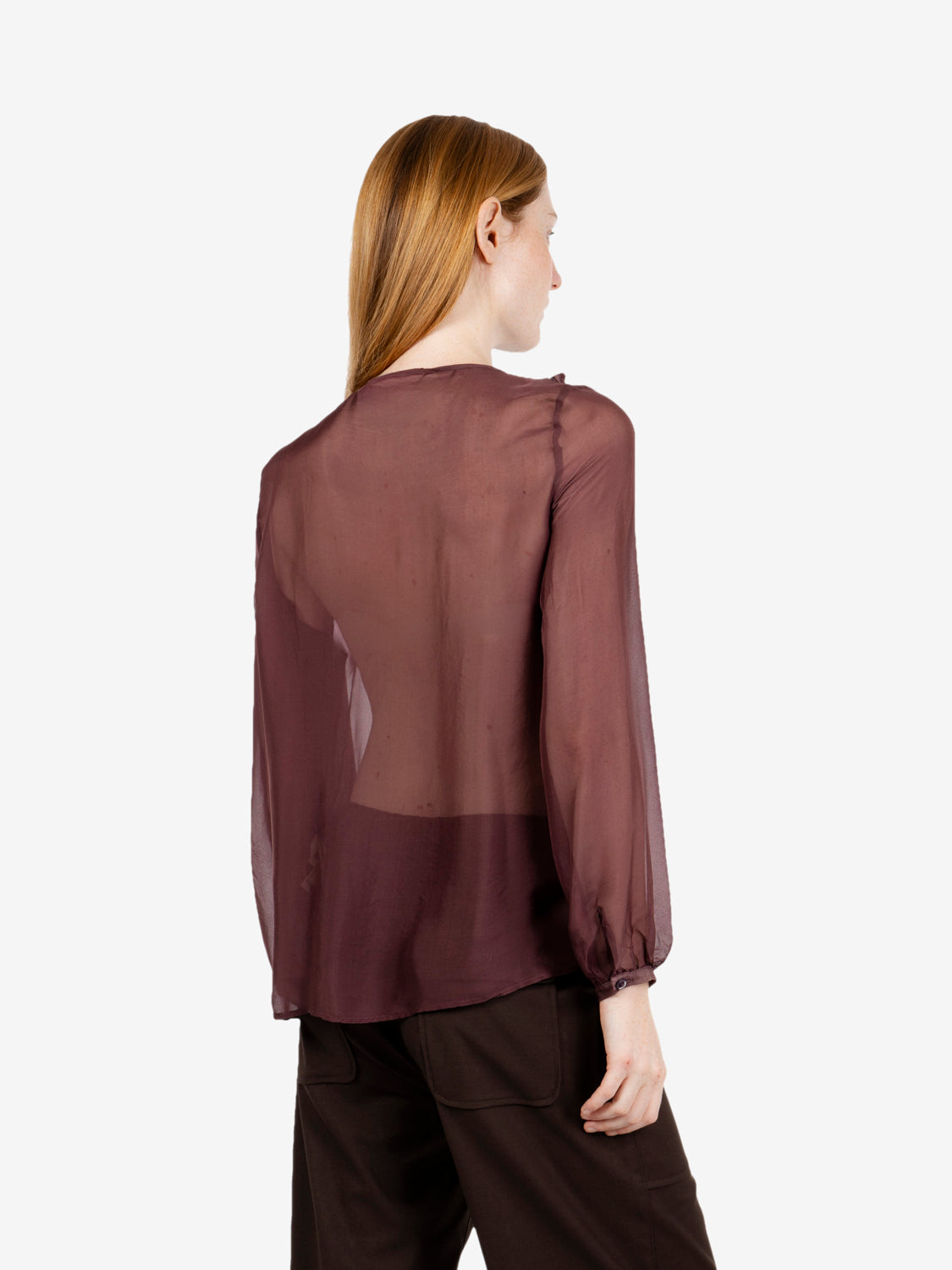 Camicia con rouches semitrasparente succo