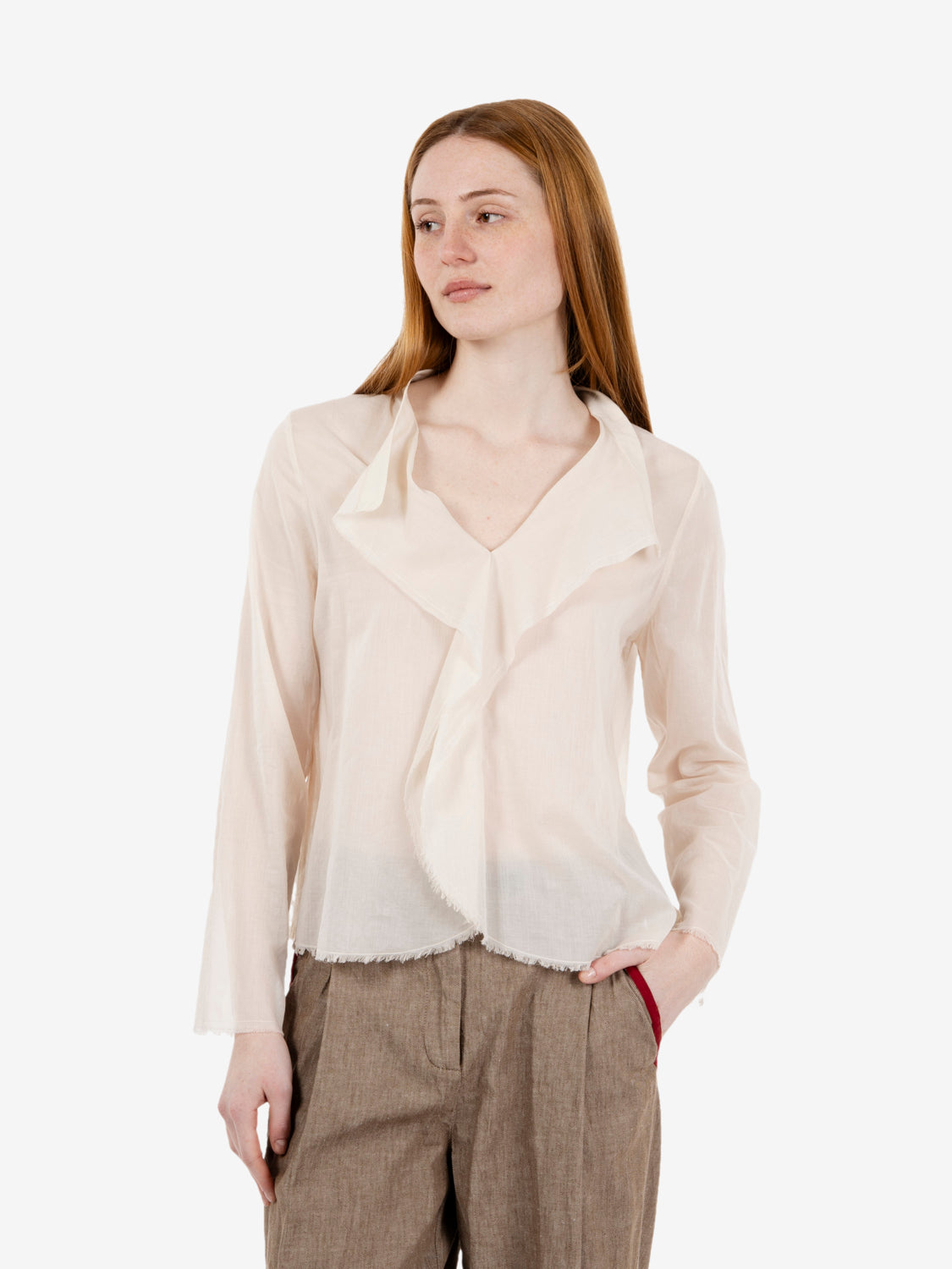 Camicia con rouges in mussola luna