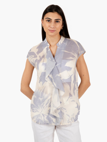 Camicia con volants azzurro