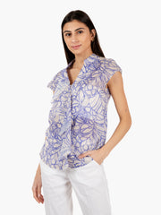 ALESSIA SANTI - Camicia con volants bluette