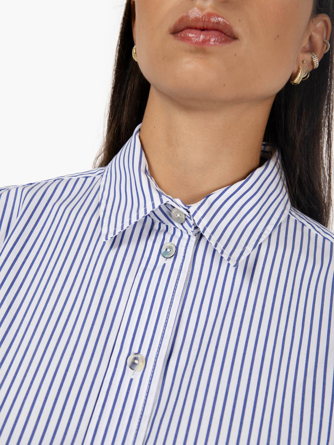 Camicia over a righe bianco / blu
