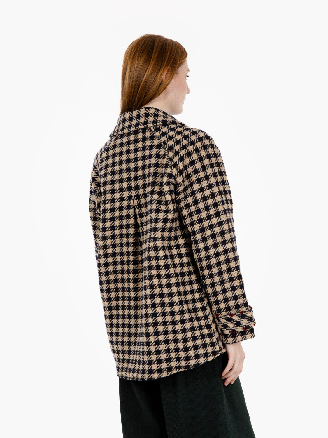 Short blue houndstooth coat