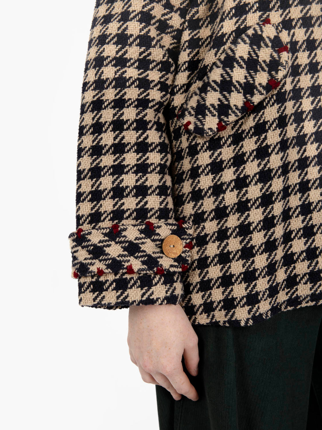Short blue houndstooth coat