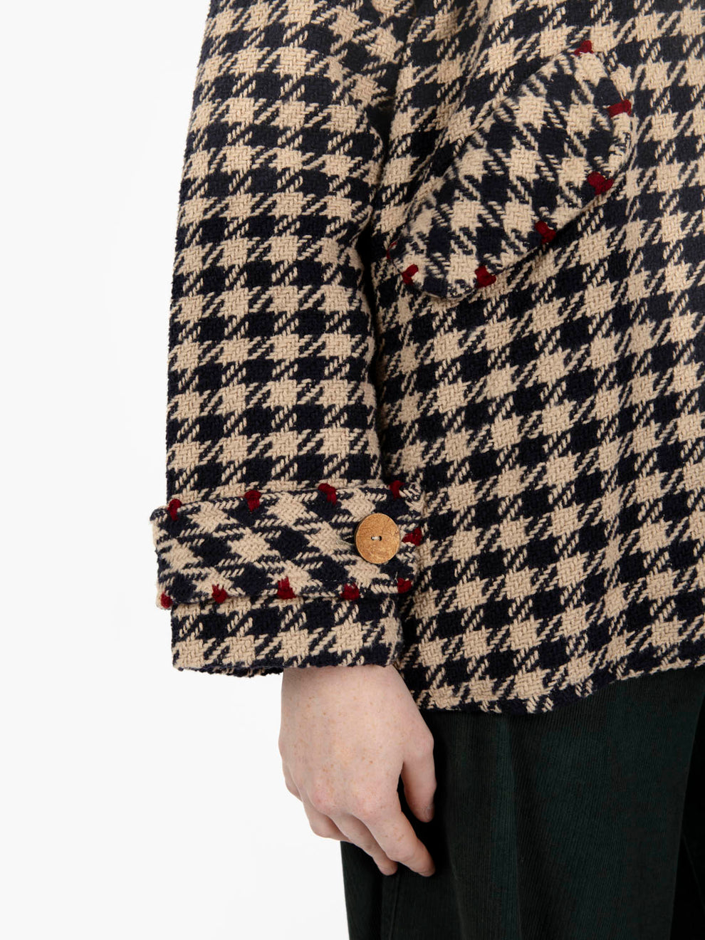 Short blue houndstooth coat