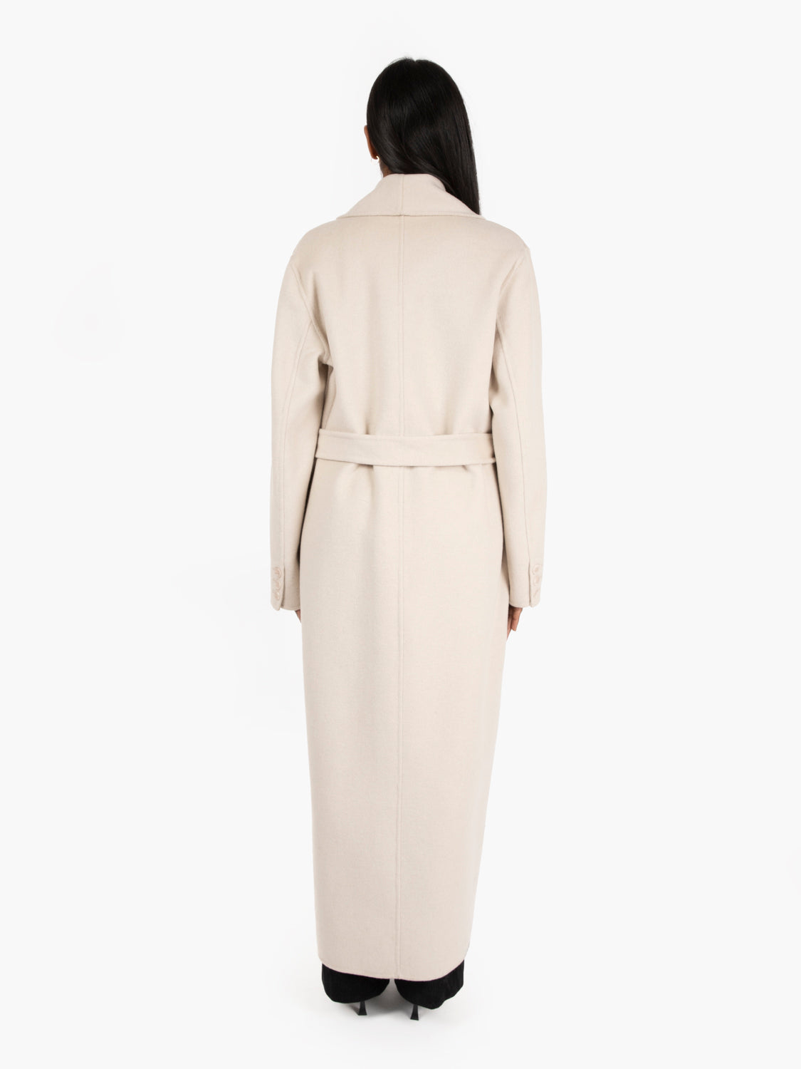 Cappotto lungo con fusciacca avena