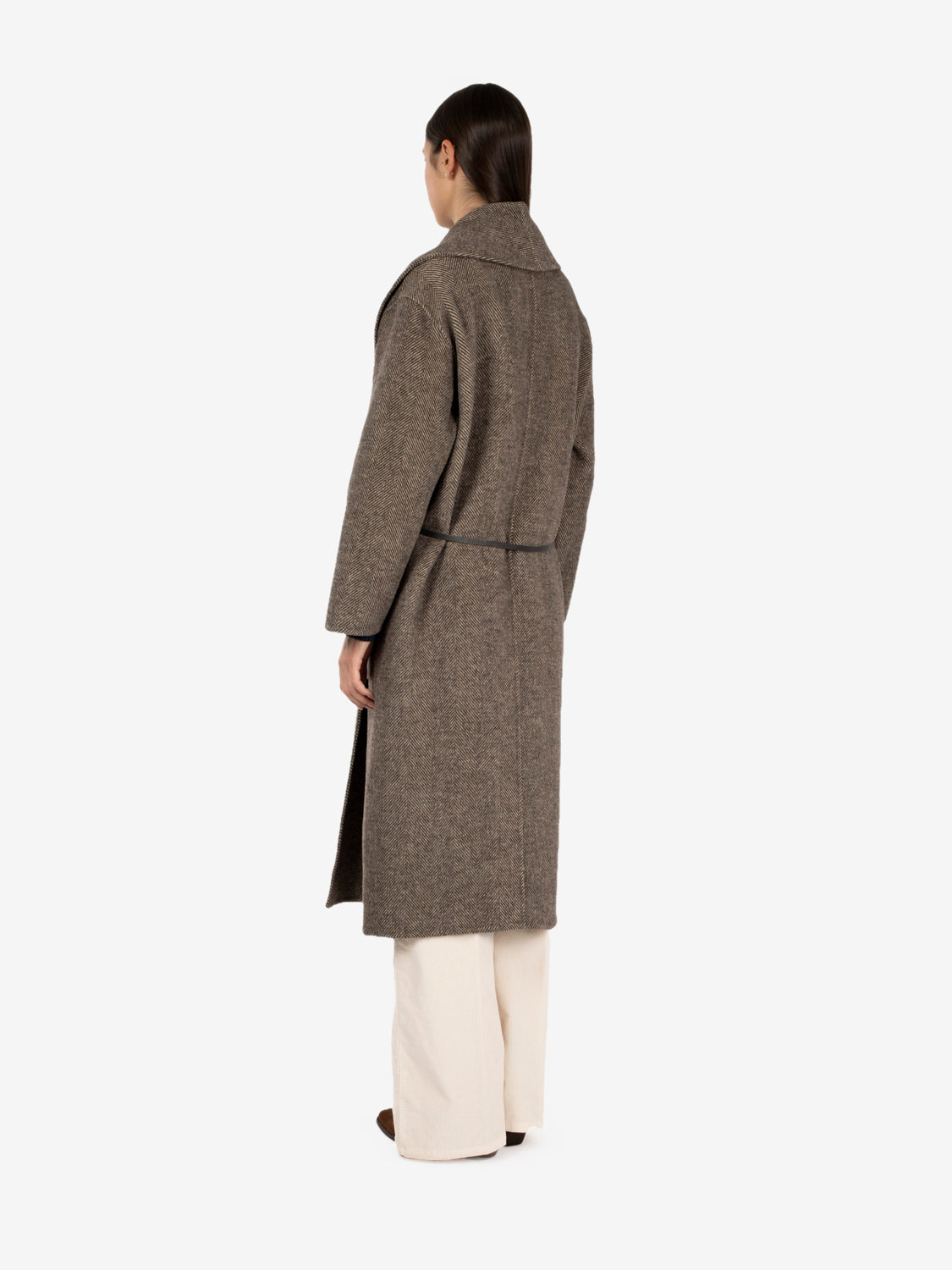 Cappotto lungo spinato marrone