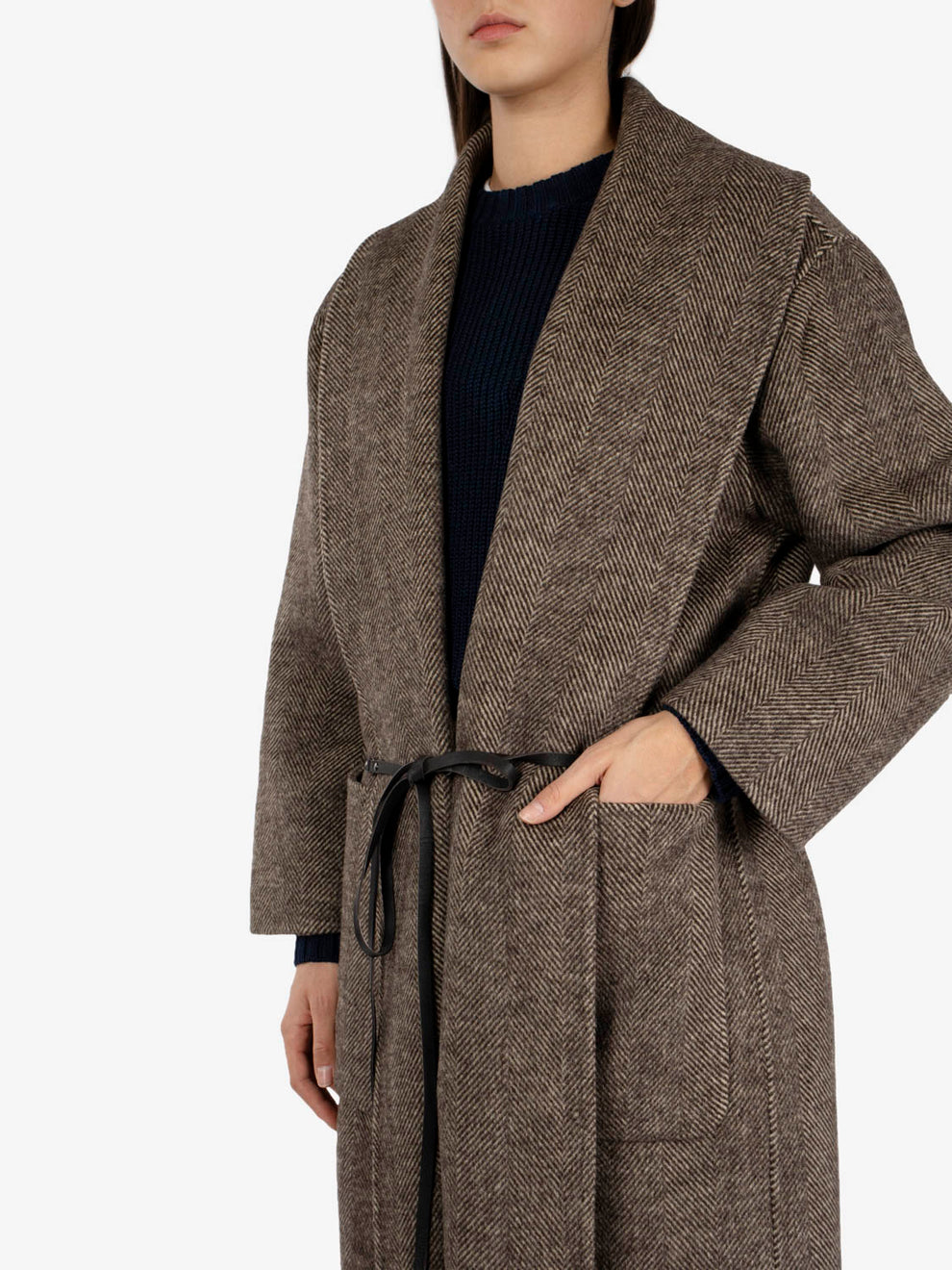 Cappotto lungo spinato marrone