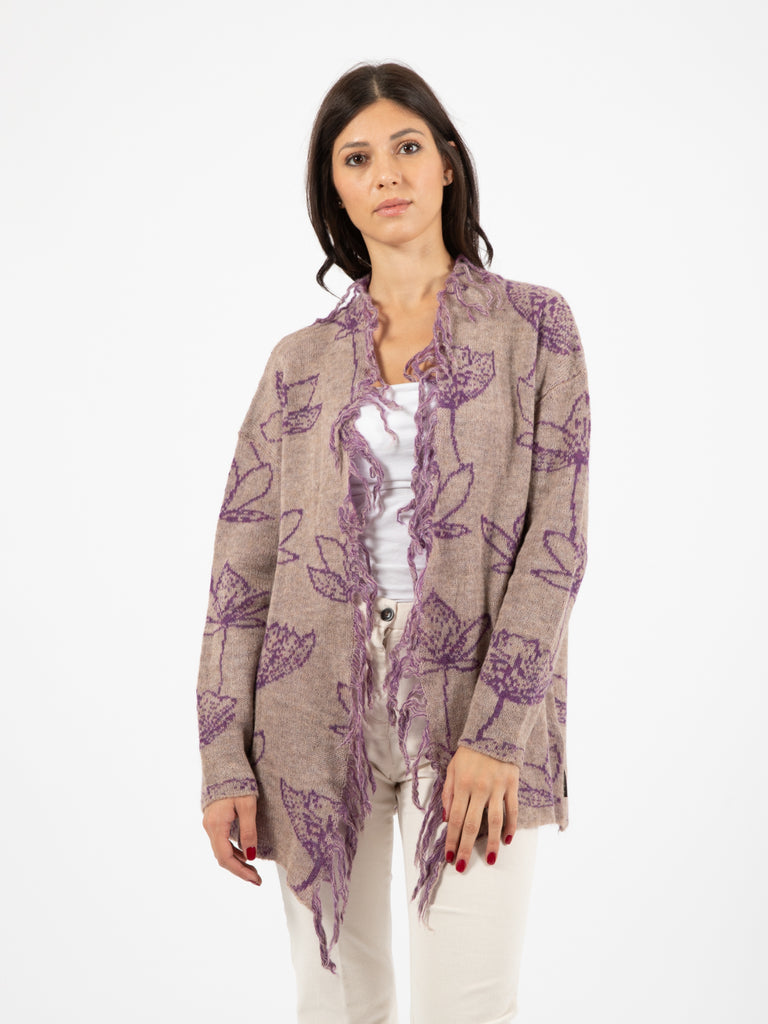 ALESSIA SANTI - Cardigan con frange nude / violet