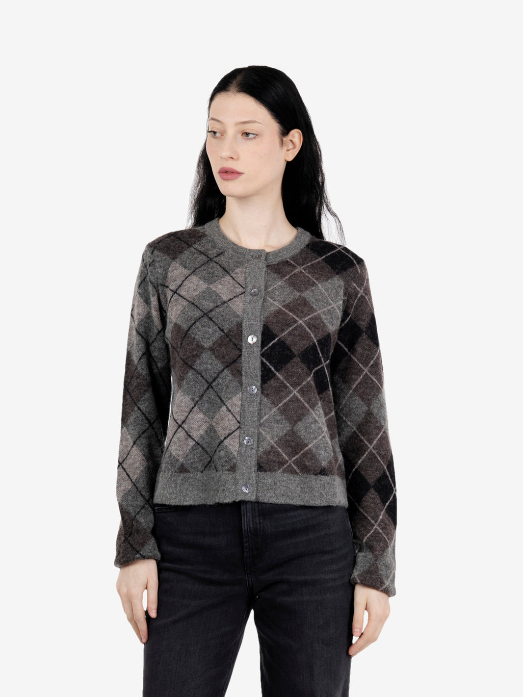 Grey argyle diamond cardigan