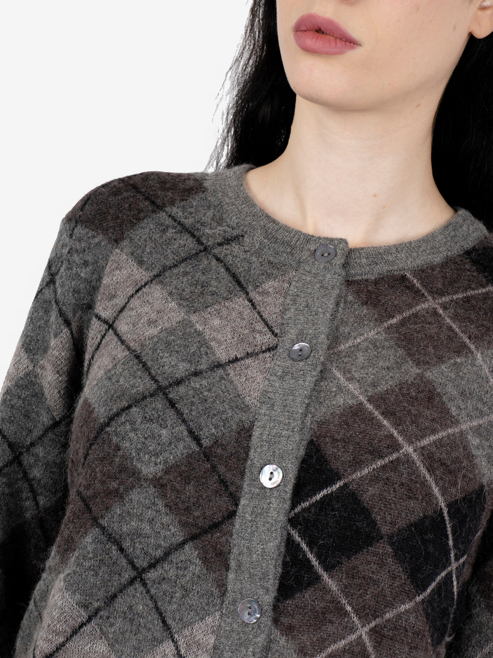 Cardigan losanghe rombi grigio