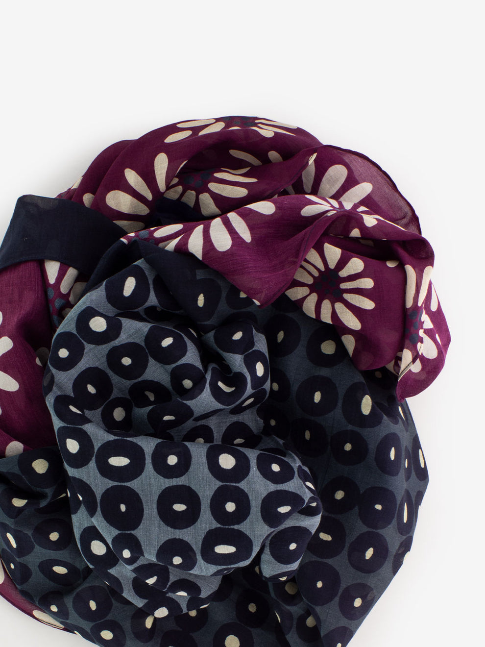 Cyclamen / blue printed scarf