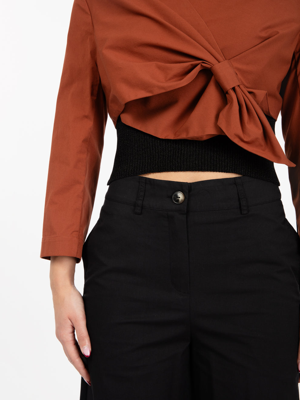 Giacca crop a incrocio marrone