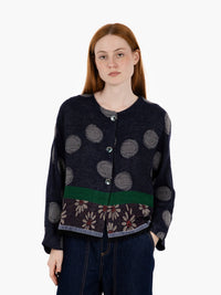 Blue/graphite polka dot jacket