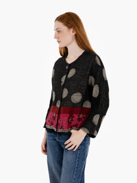 Black/fuchsia polka dot jacket