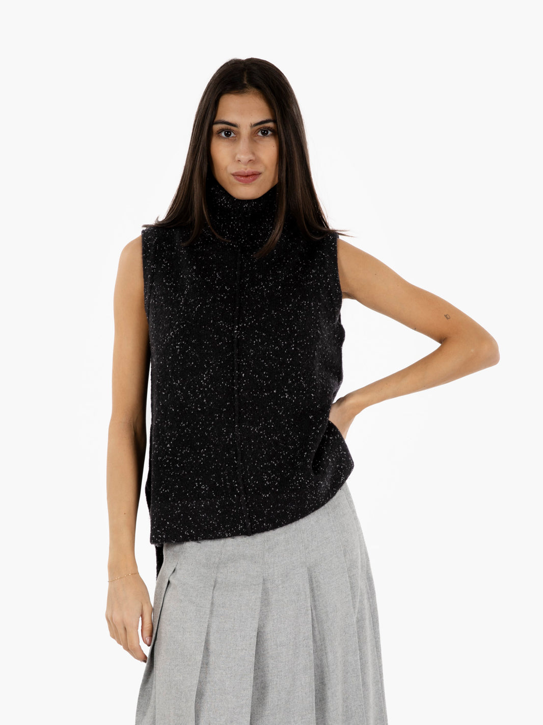 Black turtleneck vest