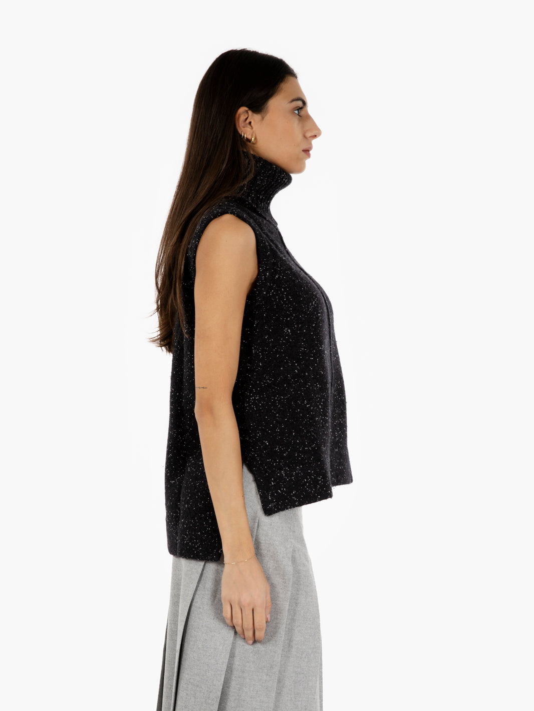 Black turtleneck vest
