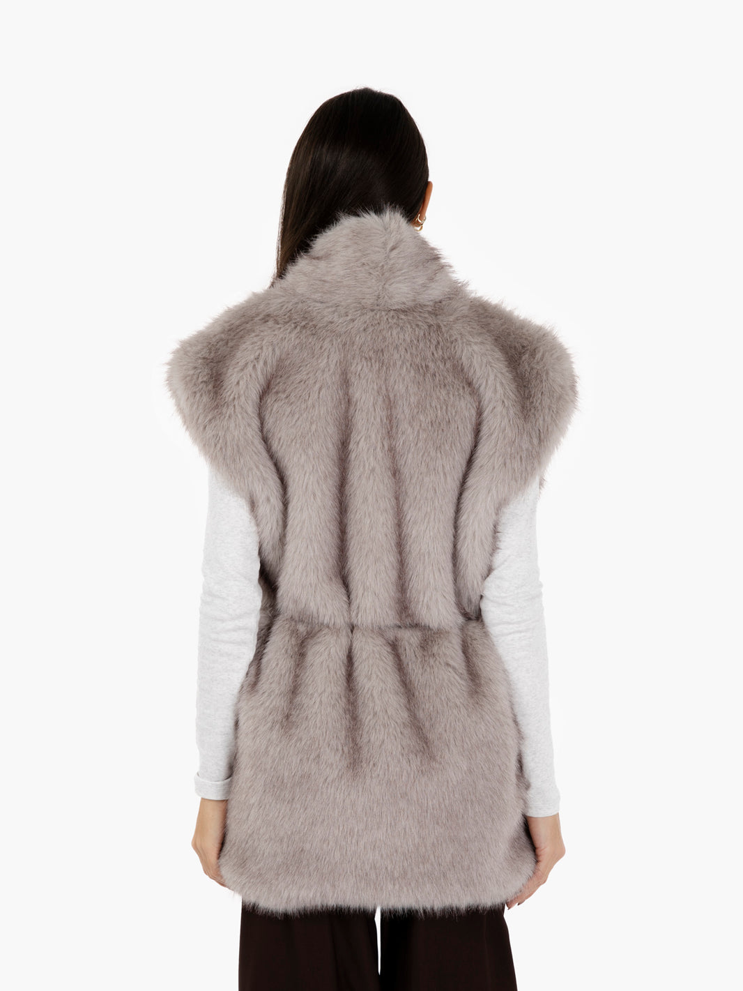 Faux fur vest with cement belt