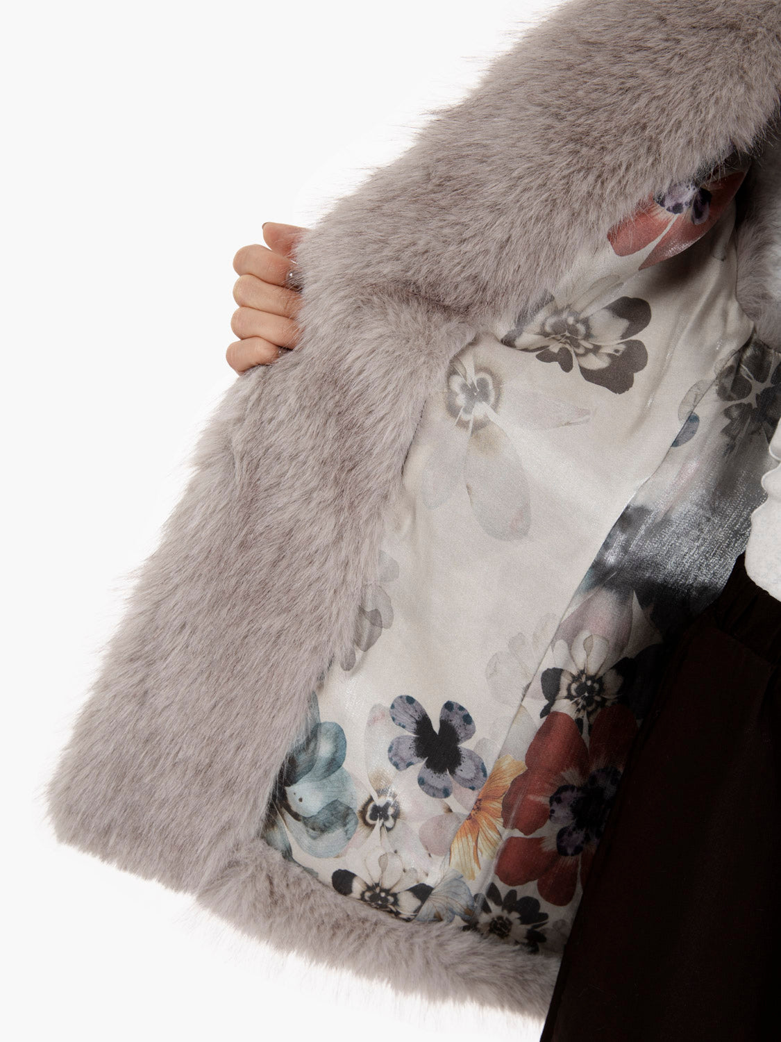 Faux fur vest with cement belt