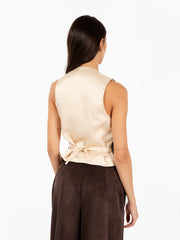 ALESSIA SANTI - Gilet in velluto a coste choco