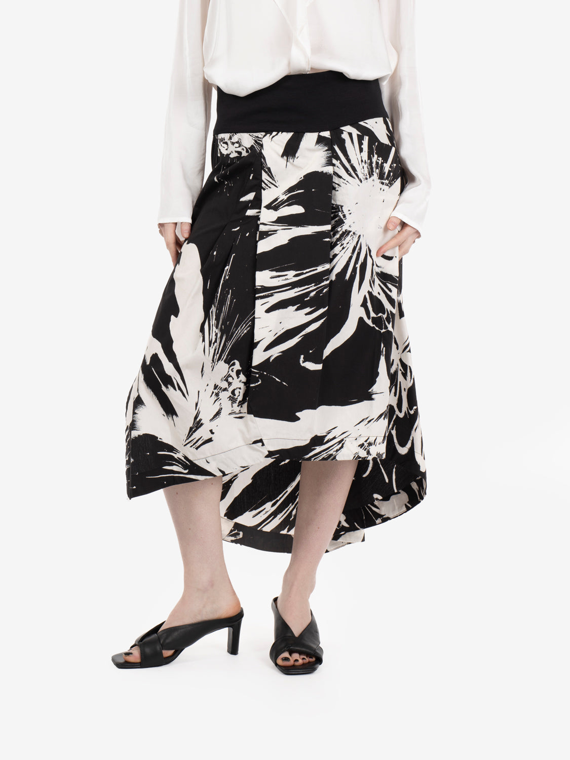 Gonna midi in fantasia nero / bianco