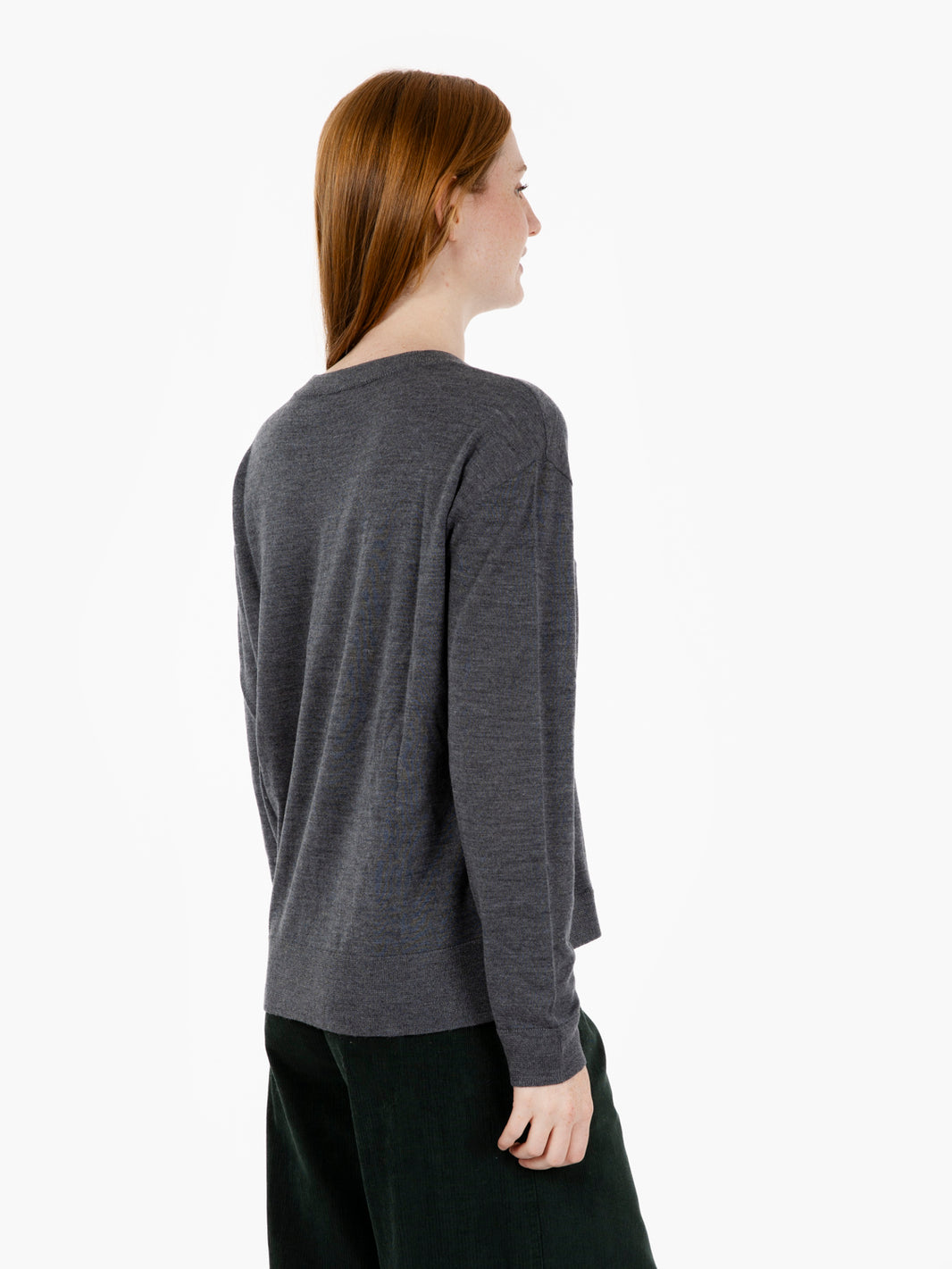 Maglia con scollo a V grigio melange