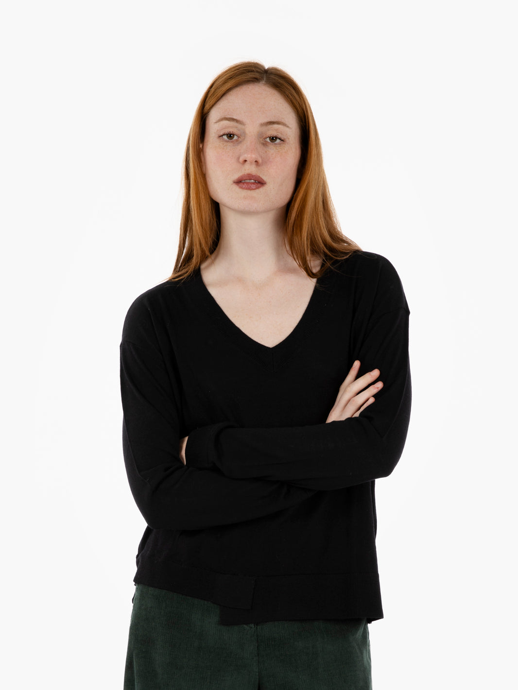 Maglia con scollo a V nero