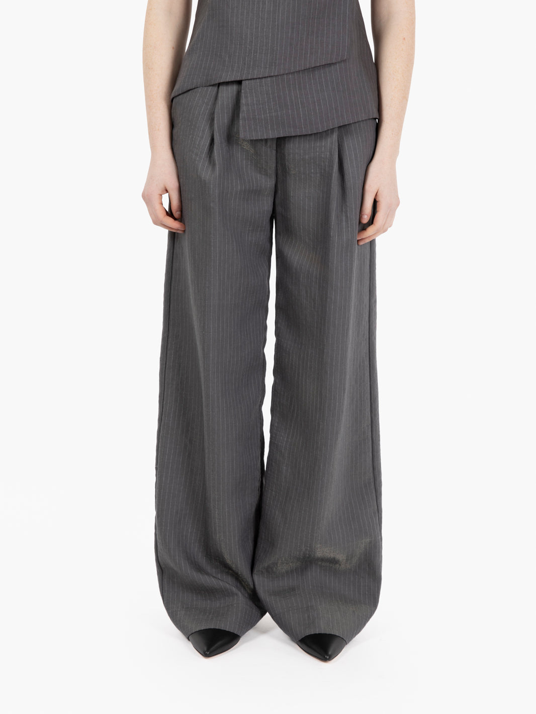 Pantalone palazzo gessato grigio
