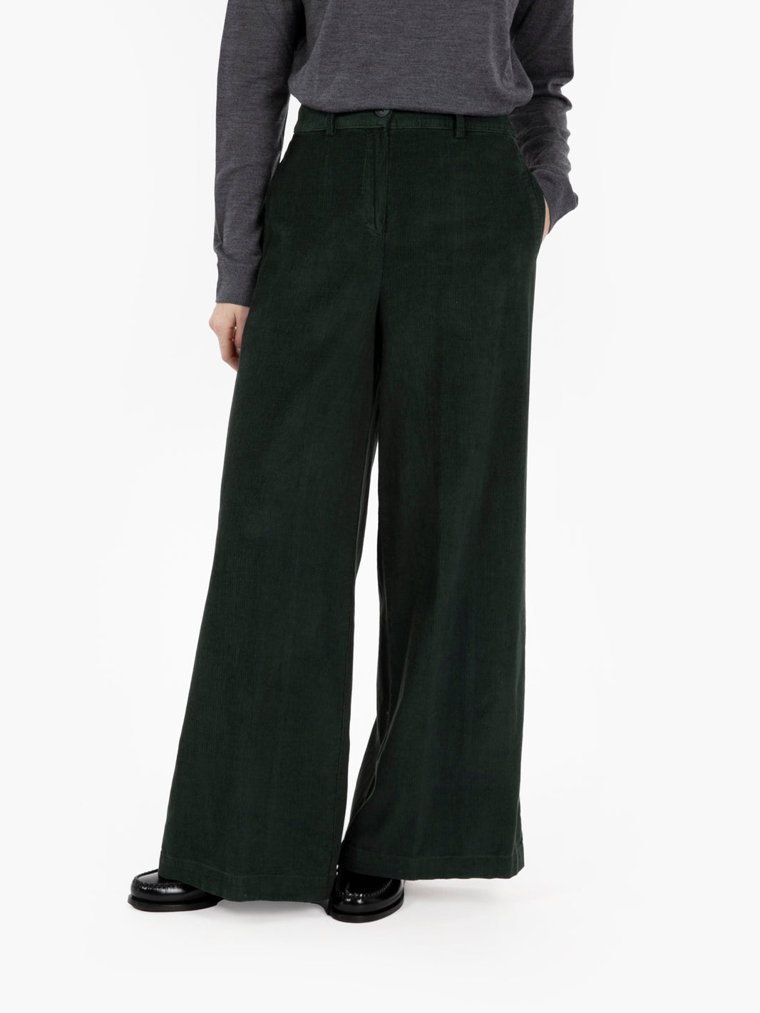 Pantaloni a palazzo in velluto verdi