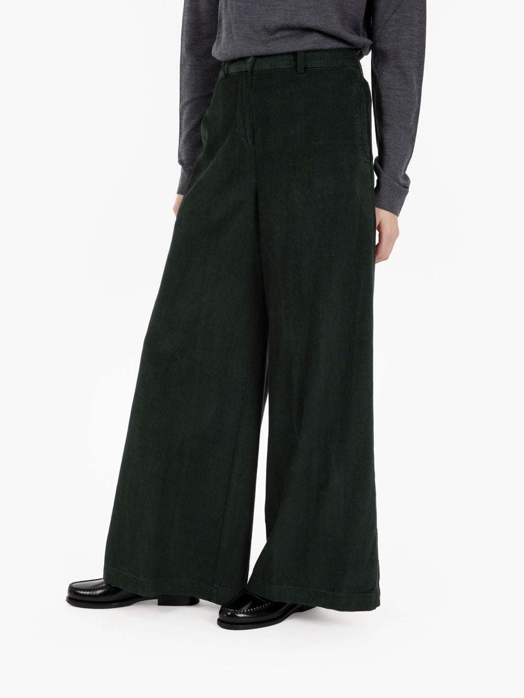 Pantaloni a palazzo in velluto verdi