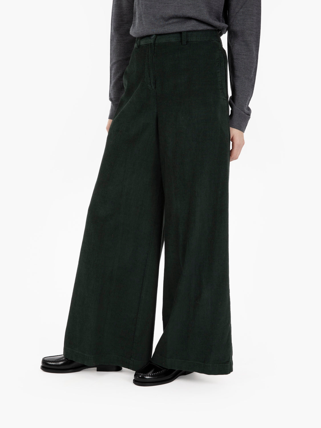 Pantaloni a palazzo in velluto verdi