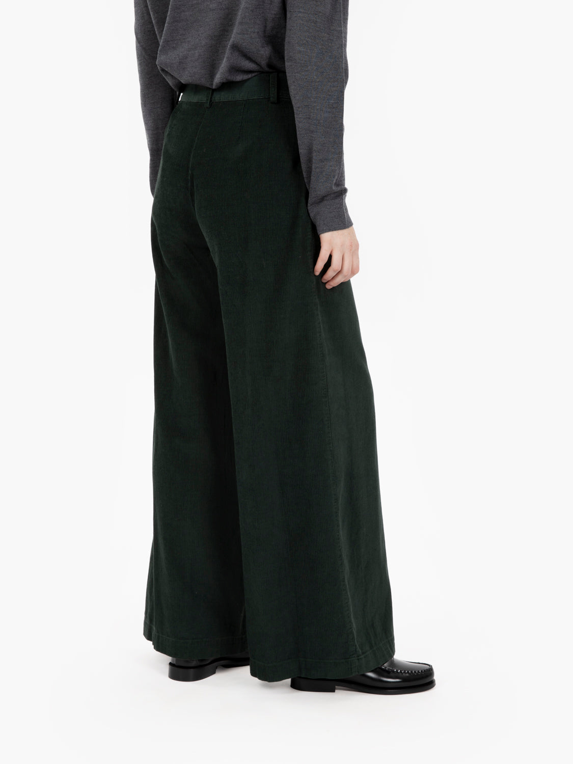 Pantaloni a palazzo in velluto verdi