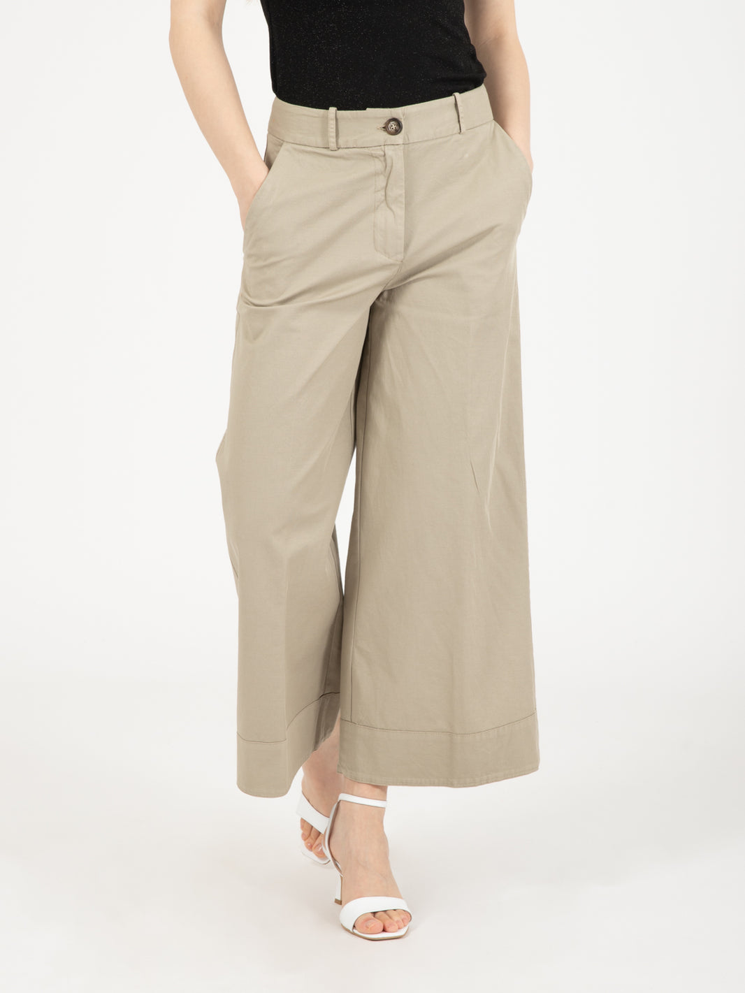 Wide trousers in linen blend gres