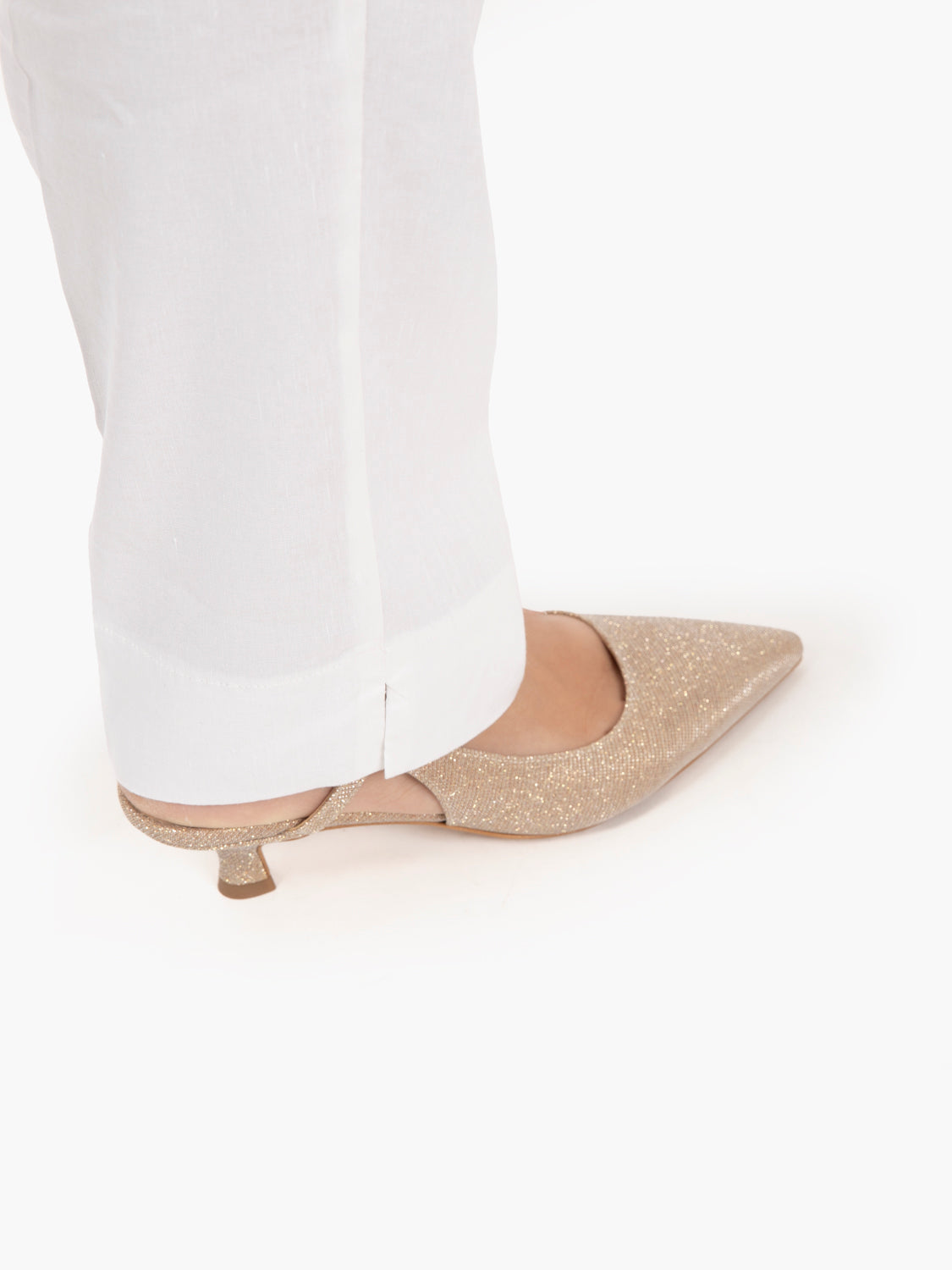 Pantaloni in lino e viscosa bianchi