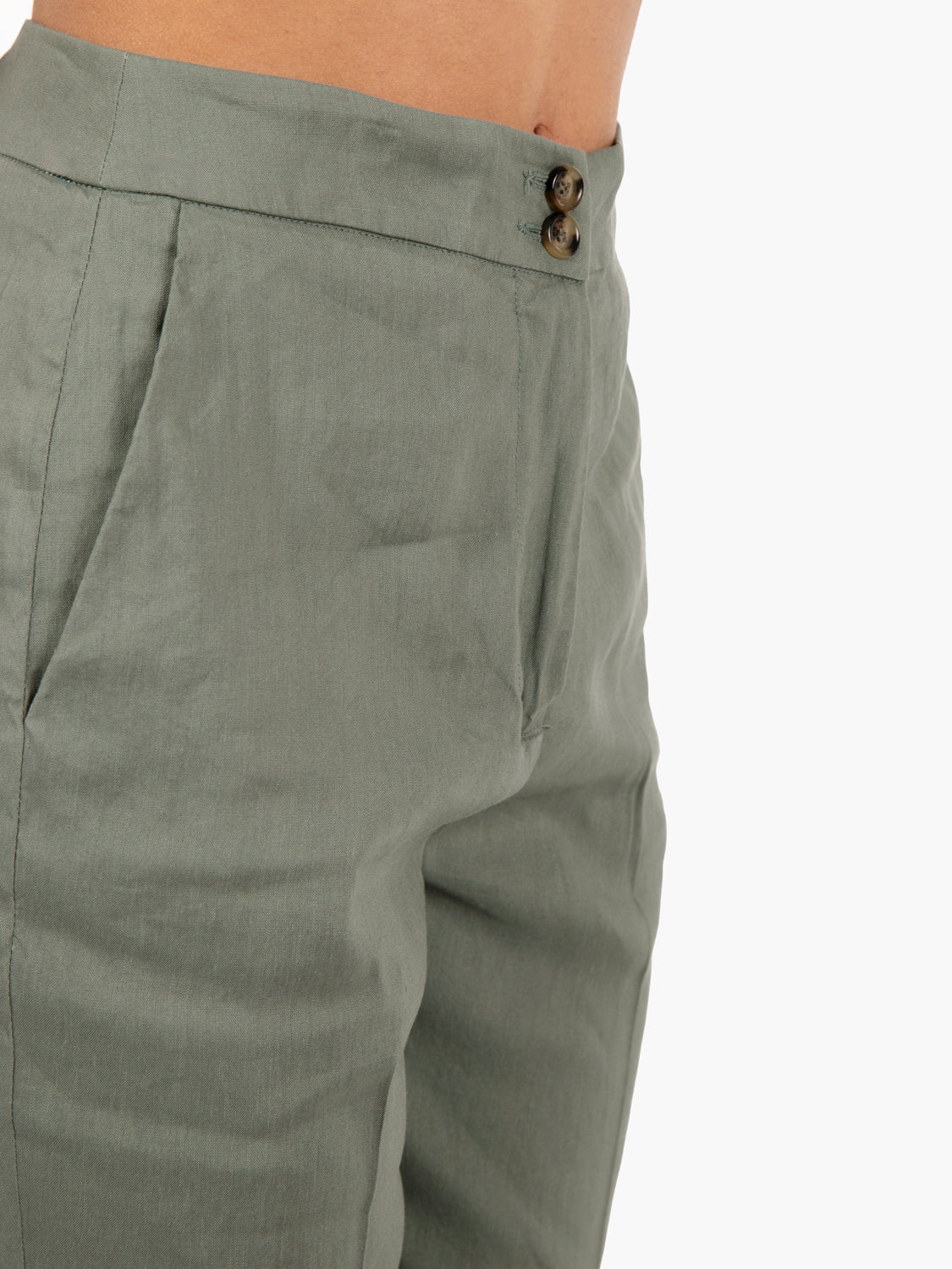 Pantaloni in lino e viscosa verdi