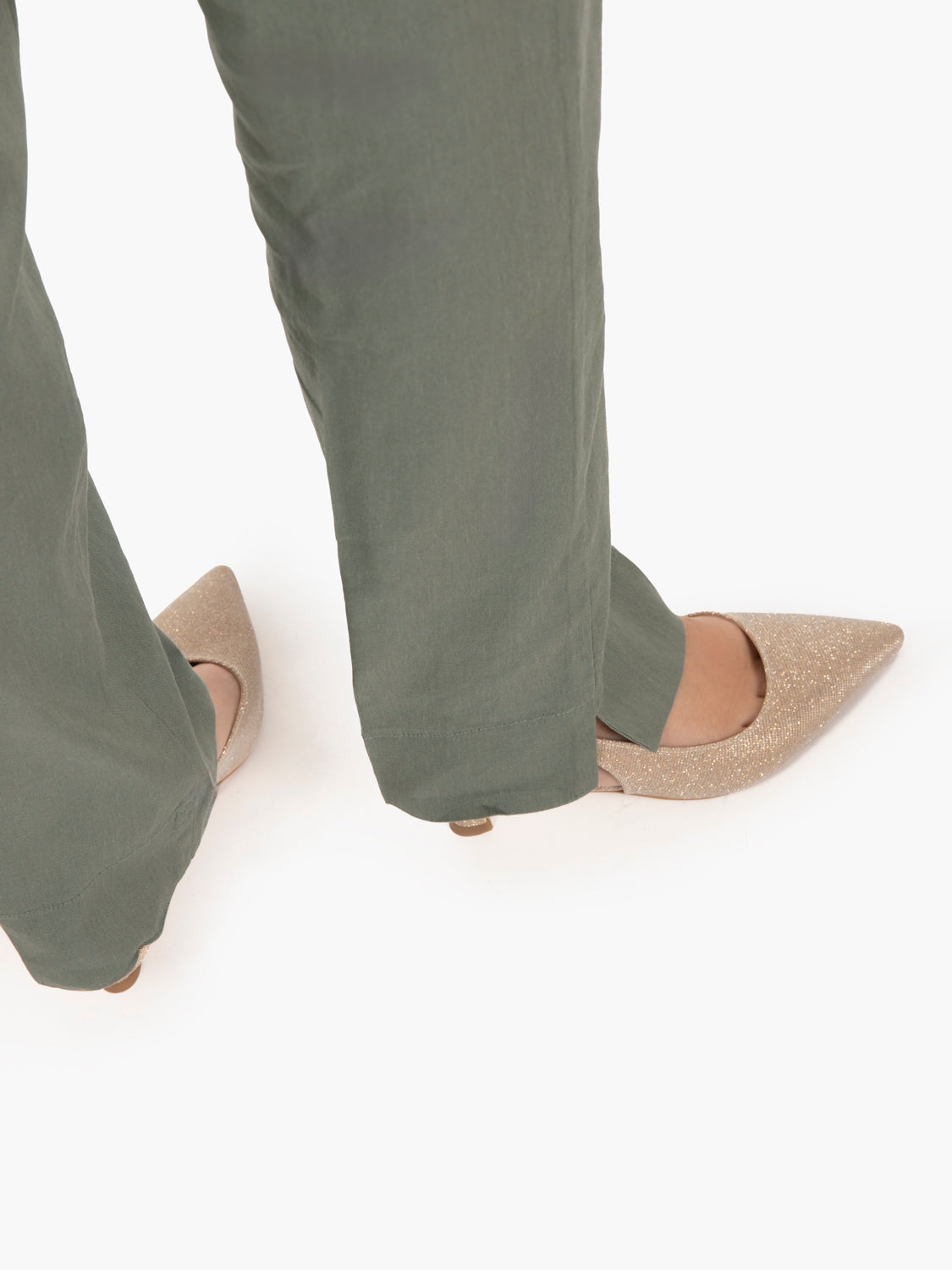 Pantaloni in lino e viscosa verdi