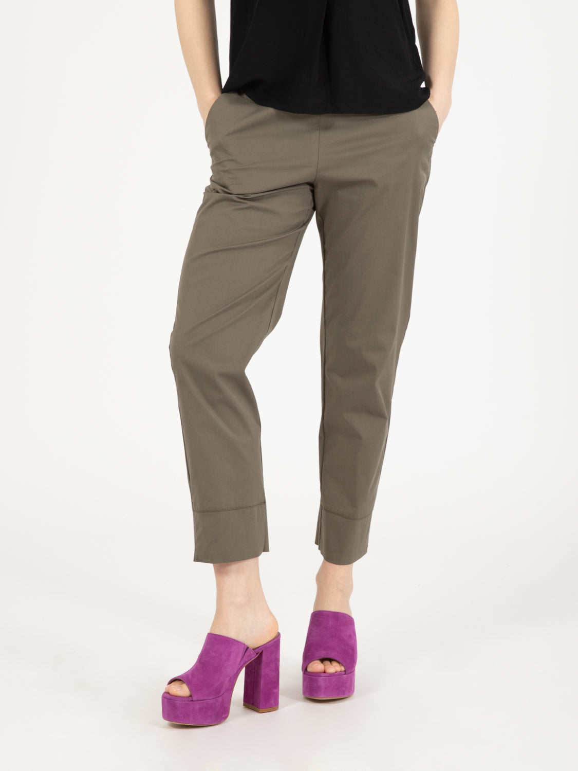 Khaki Cotton Blend Pants